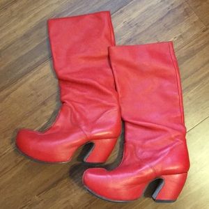 Super cool red Fluevog boots.